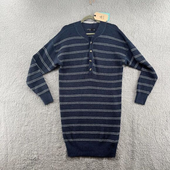 NEW prAna Milani Henley navy nautical striped sweater dress women’s Small - Picture 2 of 14